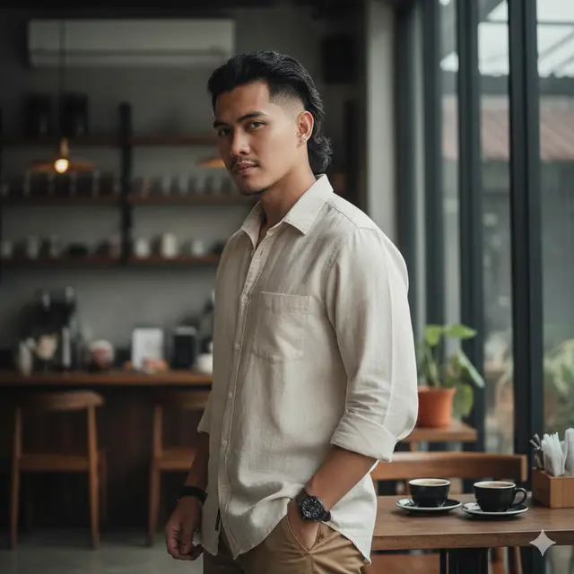Model Rambut Pria Burst Fade Panjang