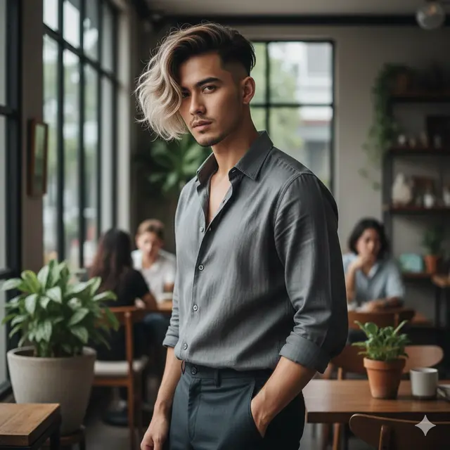 Model Rambut Pria Burst Fade Panjang
