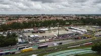 Suasana udara sirkuit Autodromo Enzo e Dino Ferrari, Kamis (18/5/2023) setelah banjir bandang melanda kota Emilia Romagna beberapa hari kemarin. (AFP/Stringer)