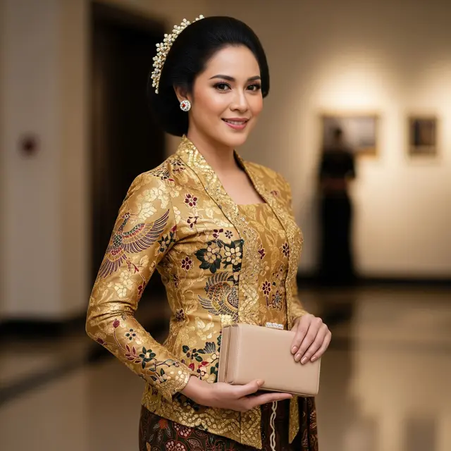 Perpaduan Aksesori yang Membuat Atasan Brokat dan Bawahan Batik Terlihat Kekinian (Image by Gemini AI)