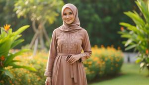 Wanita berhijab memakai outfit warna coksu. [Foto: Gemini]