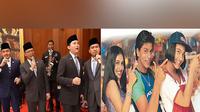 Video viral delegasi menteri Indonesia menyanyikan lagu populer Shah Rukh Khan berjudul 'Kuch Kuch Hota Hai' di acara jamuan makan saat kunjungan ke Istana Presiden India. (ANI/Instagram)