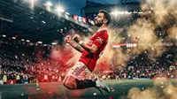 Ilustrasi Bruno Fernandes, Manchester United. (Foto by Gemini AI)