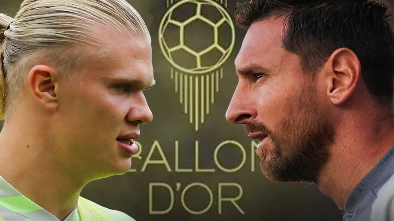 Ilustrasi - Erling Haaland, Lionel Messi Ballon d'Or