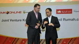 Di perjanjian joint venture itu, PT KMK mengakuisisi kepemilikan sebagai pemegang saham minoritas di PropertyGuru Indonesia (rumah.com), Jakarta, (25/9/14). (Liputan6.com/Panji Diksana) 