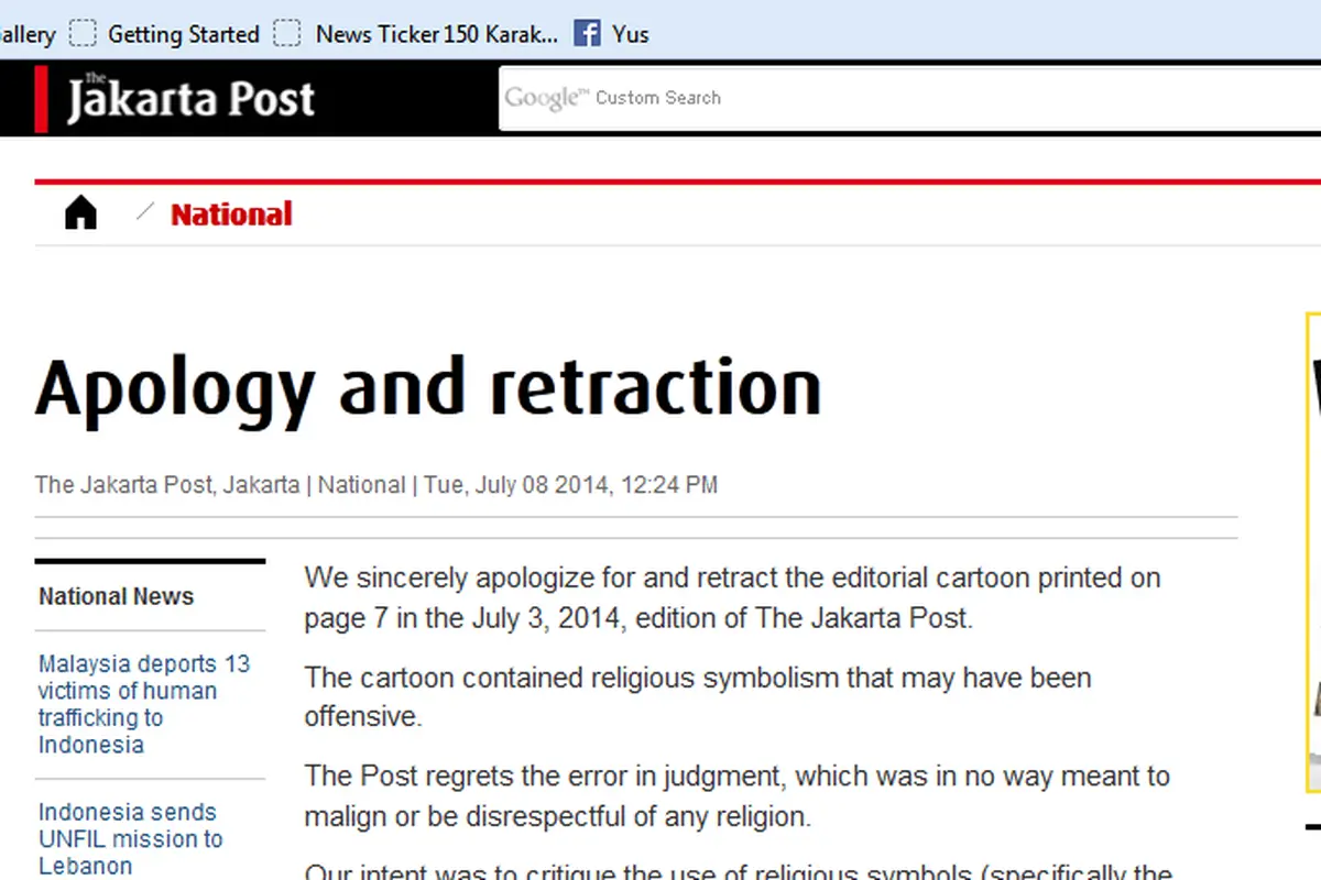 permintaan maaf jakarta post