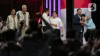 Ketiga Capres-Cawapres usai pelaksanaan Debat Keempat Pilpres 2024 di Jakarta Convention Center (JCC), Jakarta, Minggu (21/1/2024). (Liputan6.com/Angga Yuniar)
