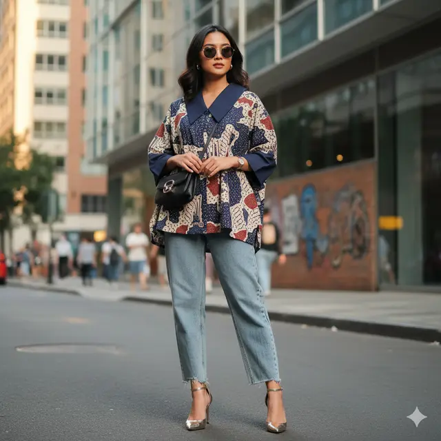 Batik Kombinasi Polos Lengan Panjang 2025