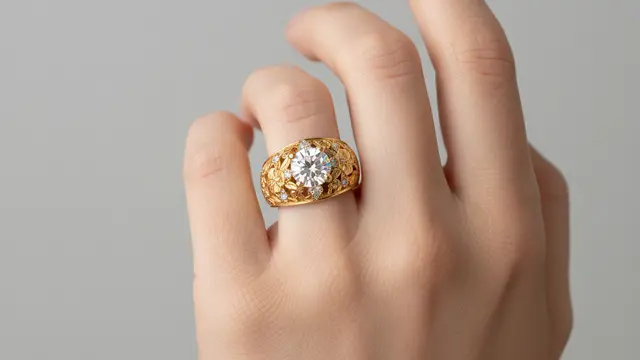 Model Cincin Emas 24 Karat 5 Gram Motif Vintage/Ilustrasi AI