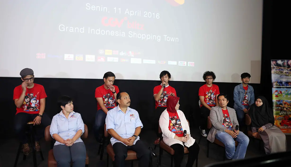 Konferensi pers film BoBoi Boy The Movie di CGV bliz, Grand Indonesia, Jakarta Pusat, Senin (11/4). Film ini akan beredar serempak di Tanah Air mulai 13 April 2016. (Nurwahyunan/Bintang.com)
