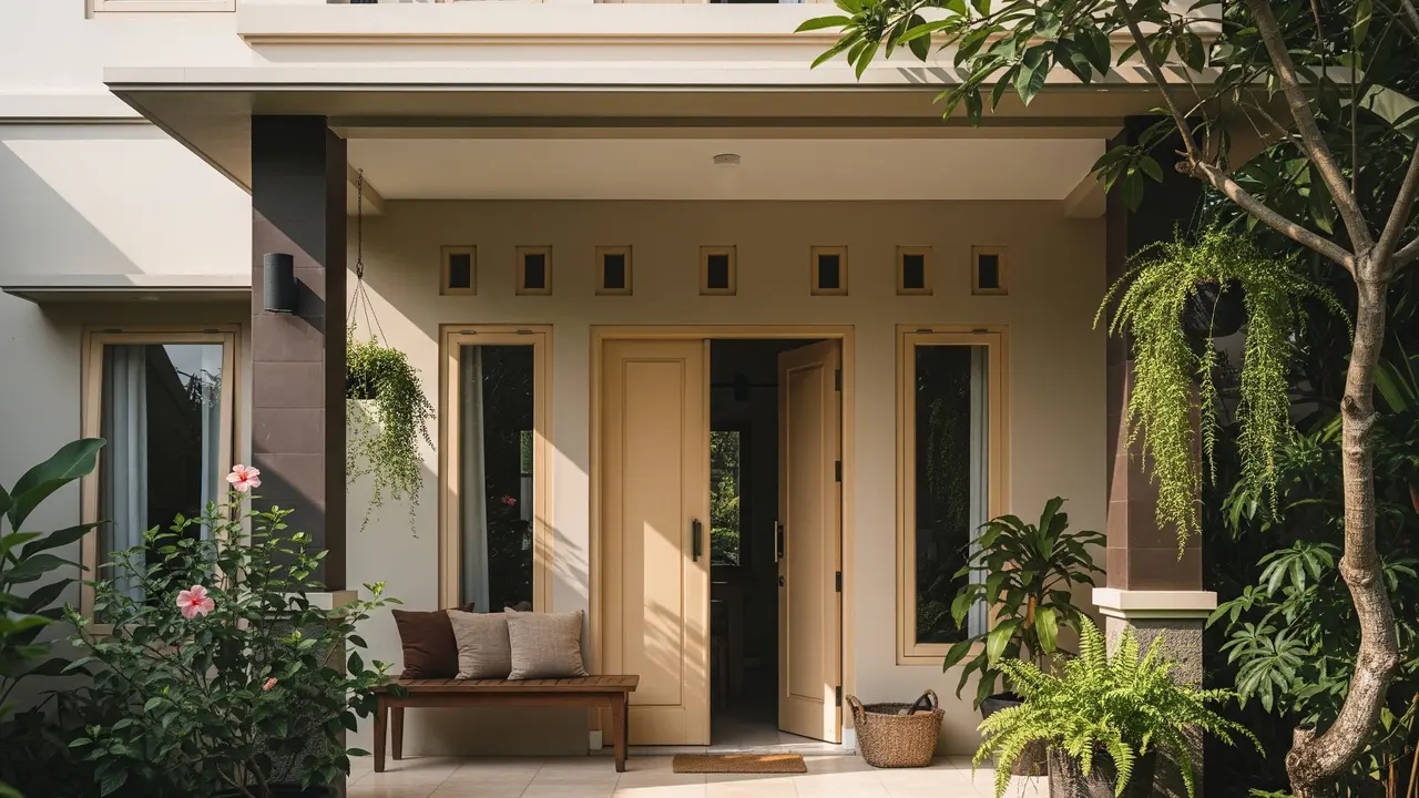 Kombinasi Warna Pintu dan Pilar Teras Rumah Minimalis