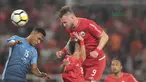 Pemain Persija Jakarta, Marko Simic mencetak gol ke gawang JDT pada laga Piala AFC 2018 di Stadion Utama Gelora Bung Karno, Jakarta, Selasa (10/4/2018). Simic mencetak Hattrick ke gawang JDT.  (Bola.com/Nick Hanoatubun)