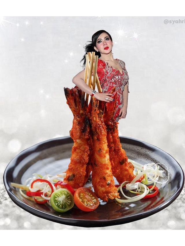 6 Editan Fashion Syahrini dengan Makanan Ini Bikin Tepuk Jidat