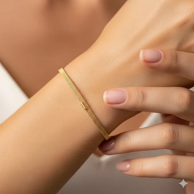 Gelang Mesh Emas Ultra Tipis