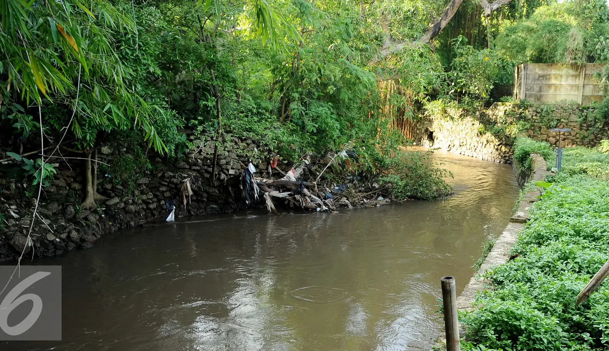 Mengecilnya Kali Krukut dari 20-25 meter menjadi 5 meter menyebabkan kawasan Kemang dilanda banjir, Jakarta (29/9). Alasan itu yang menyebabkan Pemprov DKI berencana menormalisasi Kali Krukut. (Liputan6.com/Gempur M Surya)