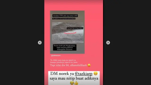 Kocak, Anak Kelas 5 SD Sebut Teuku Wisnu Pahlawan Aceh yang Melawan Belanda. (instagram.com/teukuwisnu)