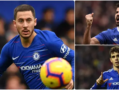 Eden Hazard menjadi salah satu penjualan termahal yang dilakukan Chelsea, pemain asal Belgia ini dipinang Real Madrid dengan transfer mencapai 100 juta euro. Berikut Eden Hazard dan penjualan termahal pemain oleh Chelsea. (kolase foto AFP)