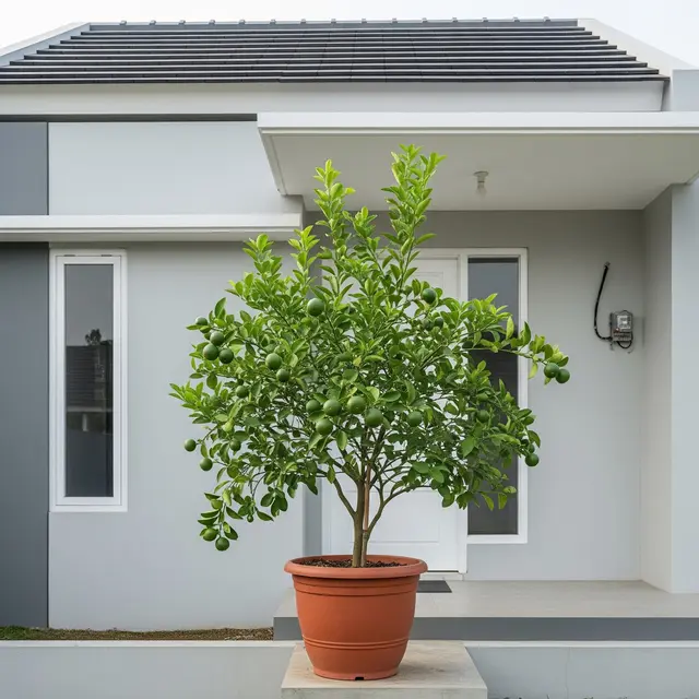 Pohon Buah Mini Ini Bikin Depan Rumah Minimalis Type 45 (Image by Gemini AI)