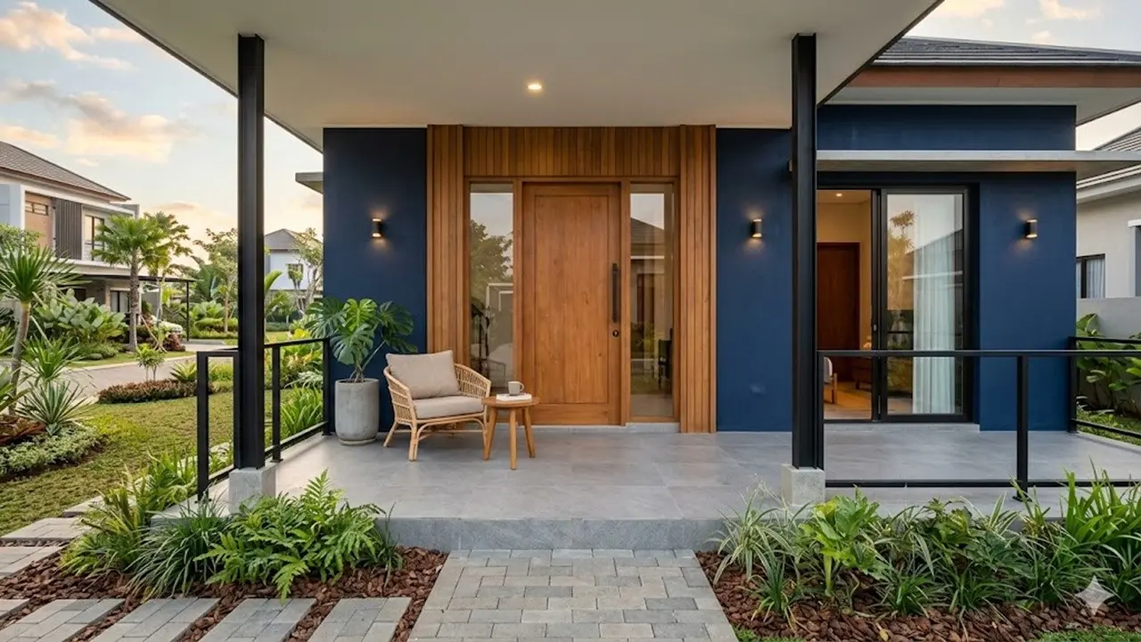 Warna Cat Teras Rumah Minimalis Modern Anti Noda Hujan