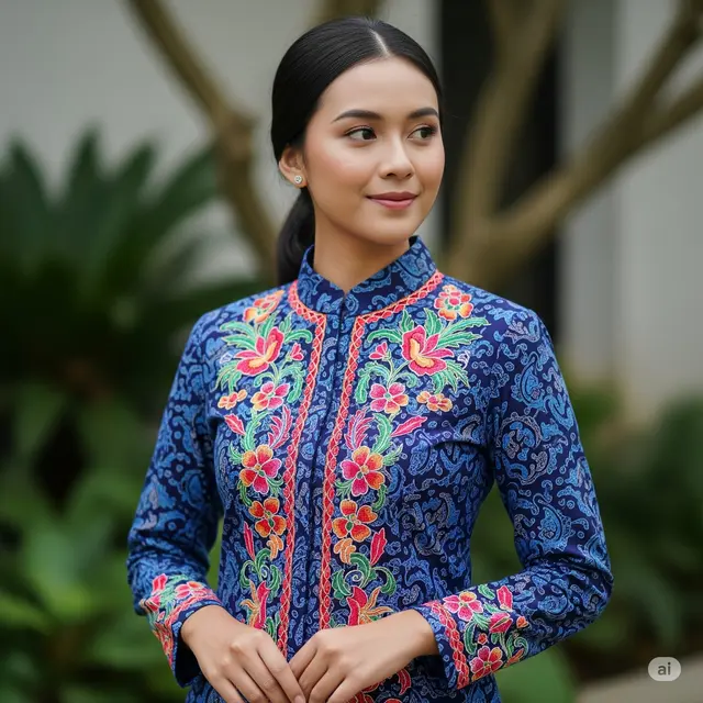 Model Baju Batik Wanita Lengan Panjang. Foto: Gemini