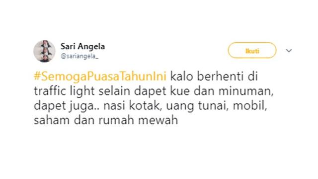 Cuitan kocak (Sumber: Twitter/sariangela_)