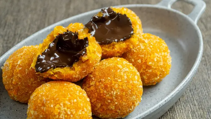 resep ubi kuning goreng bola coklat