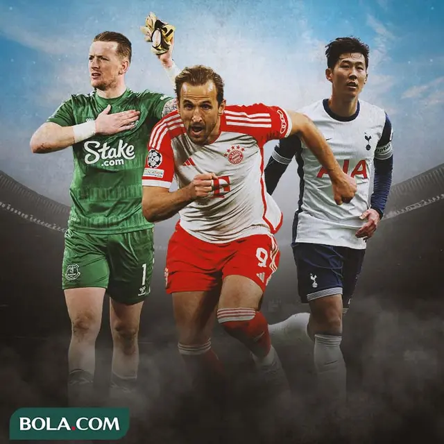 Ilustrasi - Jordan Pickford, Harry Kane, Son Heung-min