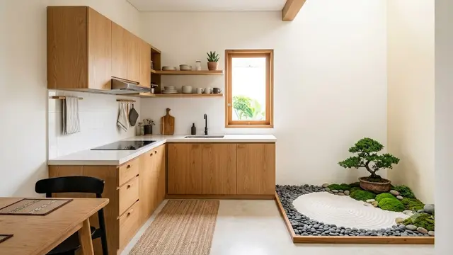 Inspirasi Dapur dengan Taman Zen Minimalis