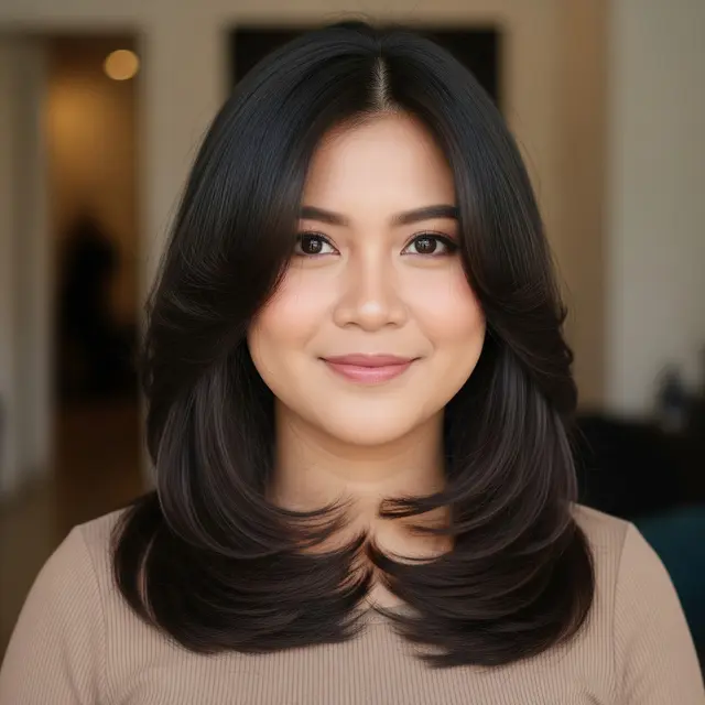 Model Rambut Wanita Panjang untuk Wajah Bulat dan Pipi Tembem (Gemini AI)