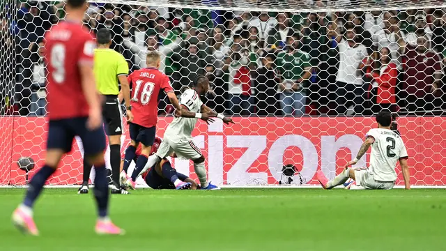 Pemain Meksiko Julian Quinones menjebol gawang Ceko di Piala Dunia 2026