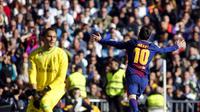 Selebrasi Lionel Messi Usai Jebol Gawang Real Madrid (AFP)
