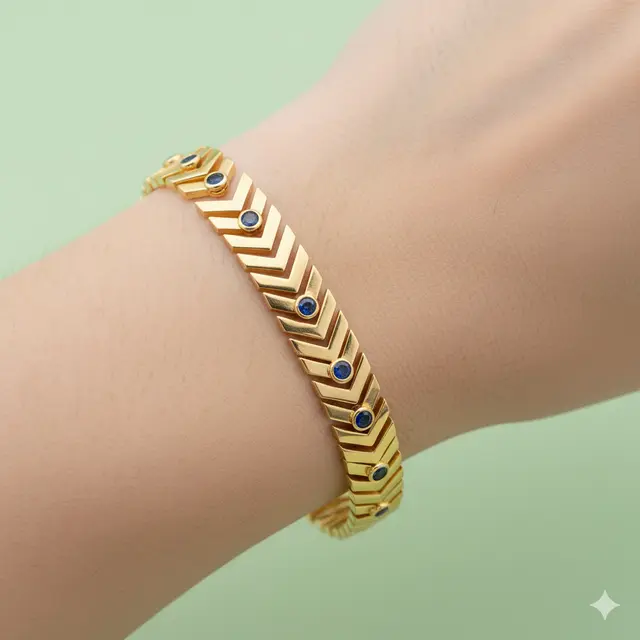 Gelang Emas Kombinasi Safir Harga Stabil. Gemini