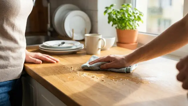 Ilustrasi Cara Membersihkan Noda Kunyit di Dapur/Gemini AI