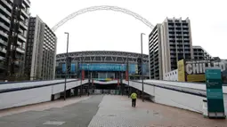 Suasana Stadion Wembley di London, Selasa (17/3/2020). UEFA menunda gelaran Piala Eropa 2020 karena virus corona COVID-19. (AP Photo/Alastair Grant)