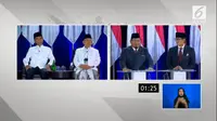 Jokowi-Ma'ruf Amin dan Prabowo Subianto-Sandiaga Uno dalam Debat Kelima Pilpres 2019. (Liputan6.com)