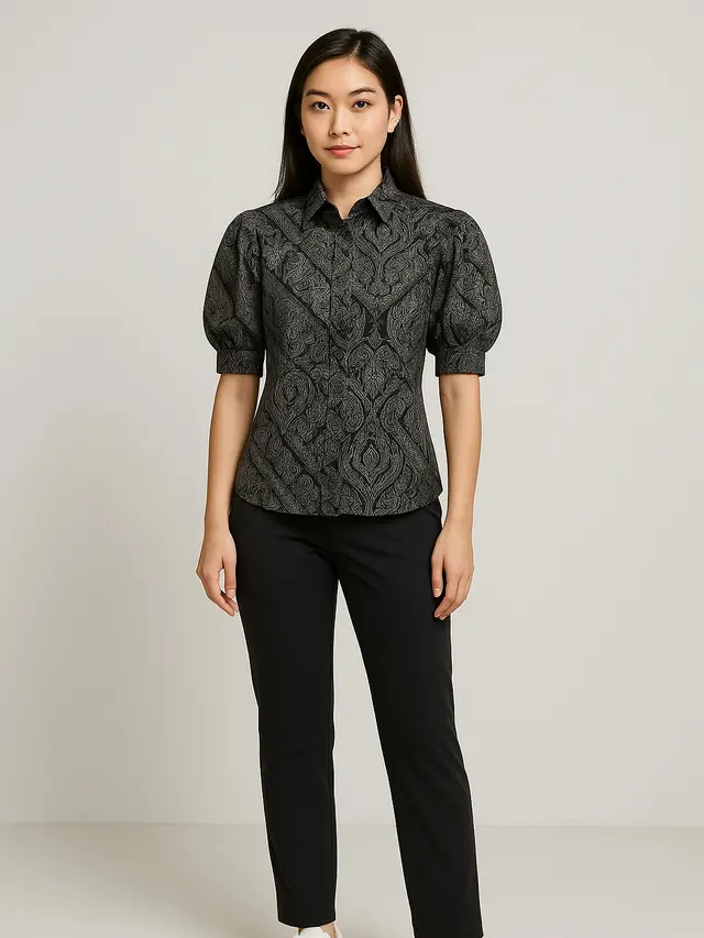 Model Kemeja Batik Slimfit Lengan Puff