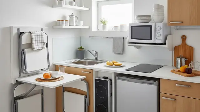 Dapur Kecil dengan Pilihan Furnitur dan Peralatan Multifungsi
