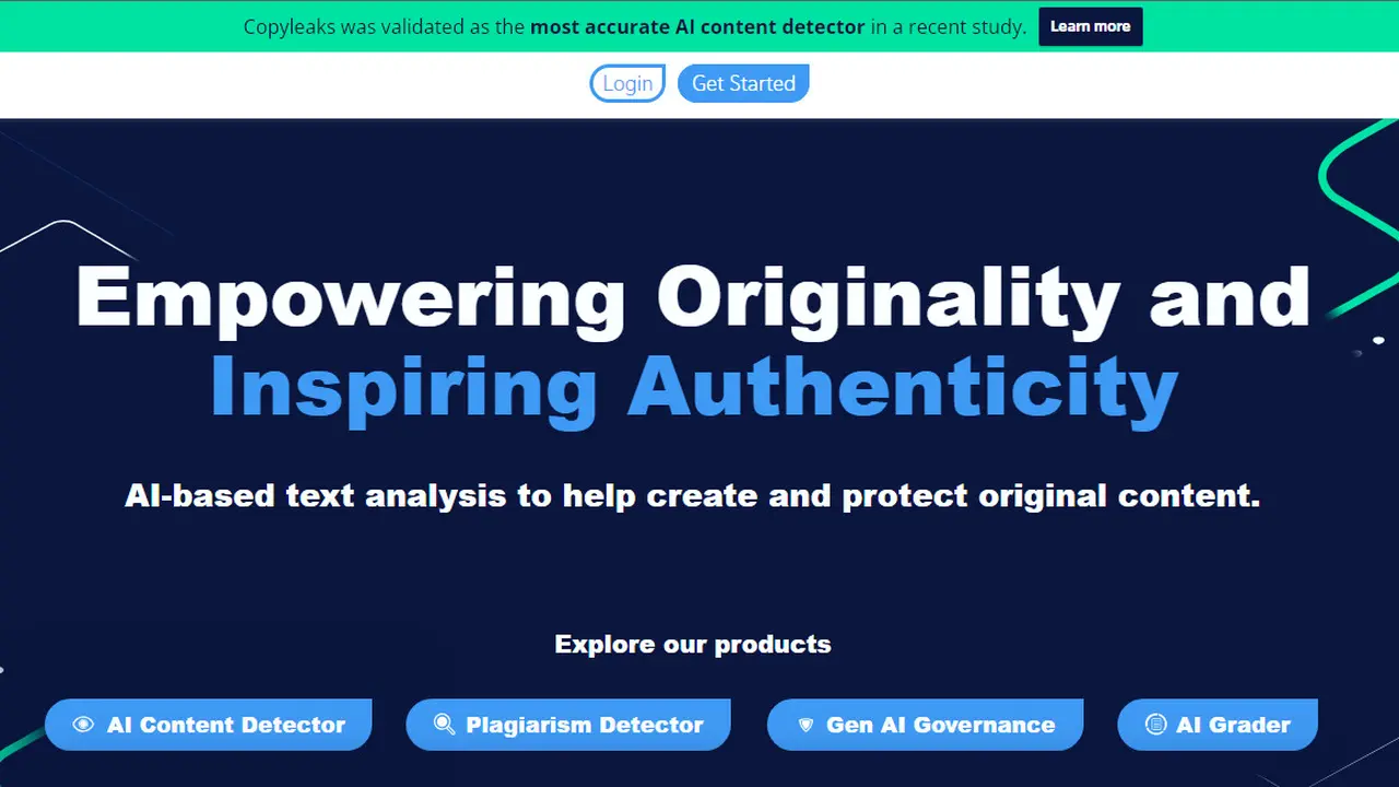 Halaman Depan Website Copyleaks.com, Web Pemindai Plagiarisme Konten AI