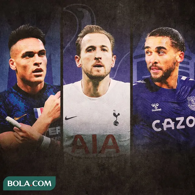 Ilustrasi - Lautaro Martinez, Harry Kane, Dominic Calvert-Lewin
