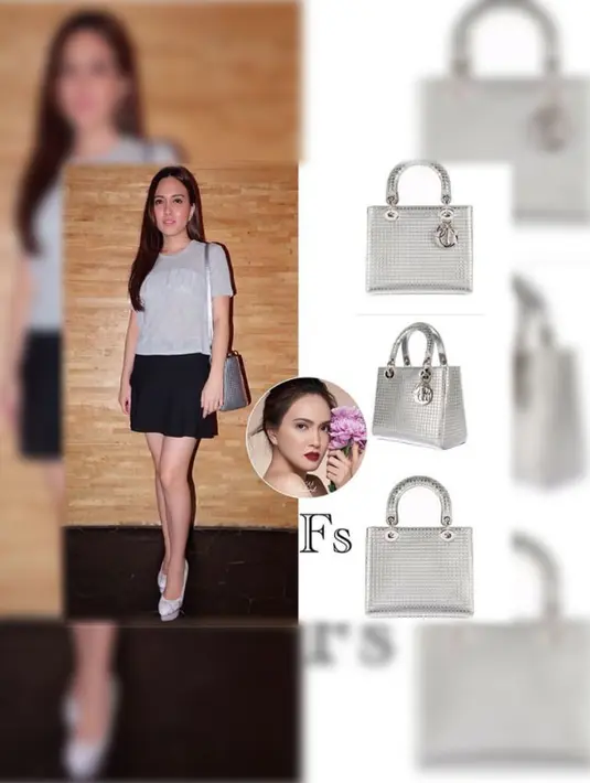 Shandy Aulia tampil menawan dengan tas Christian Dior. Tas berwarna metallic ini seharga Rp 36 juta. (Foto: instagram.com/fashionshandyaulia)