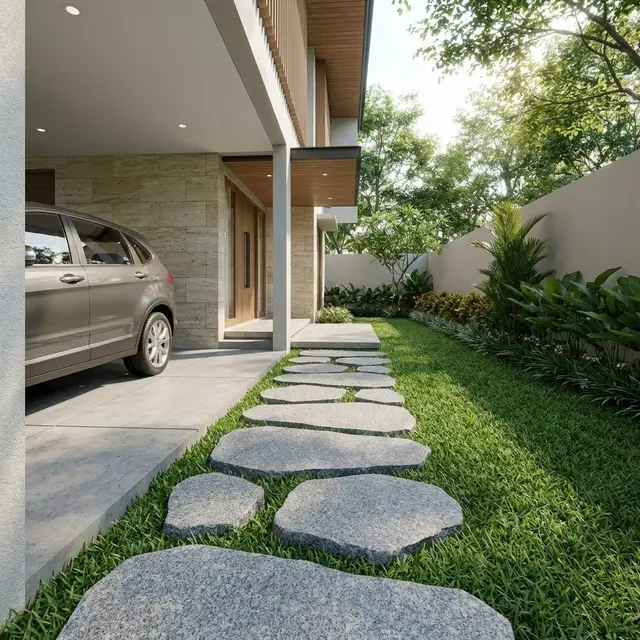 Model Taman Mini di Samping Carport