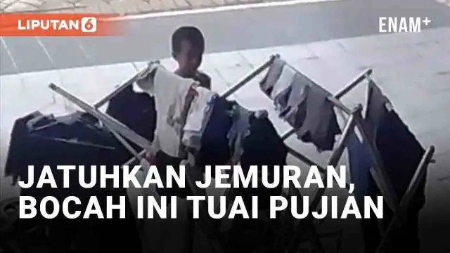 Ini bukan rekaman momen horor di siang bolong. Seorang bocah memainkan tiang jemuran hingga ambruk sebagian. Alih-alih kesal, warganet justru membanjiri pujian. Pasalnya bocah tersebut meminta maaf tepat setelah jemuran ambruk.