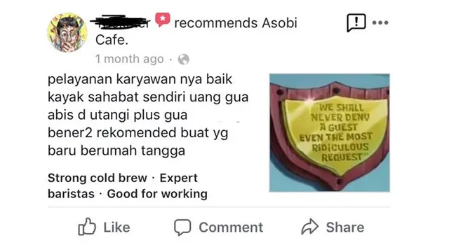 6 Ulasan Pengunjung Kafe Ini Absurd Banget, Bikin Geleng Kepala