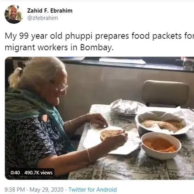 Nenek 99 Tahun Bagikan Makanan untuk Buruh Korban Corona