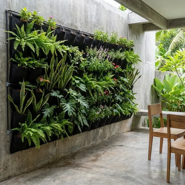 Model Kebun Mini di Teras Cor Tanpa Tanah
