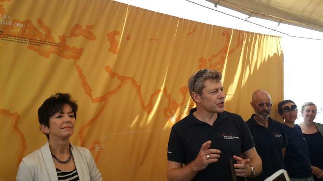 Dubes Swiss untuk Indonesia Yvonne Baumann (kiri) dan Vice President The Foundation Pacifique Samuel Gardaz (tengah) (Rizki Akbar Hasan/Liputan6.com)