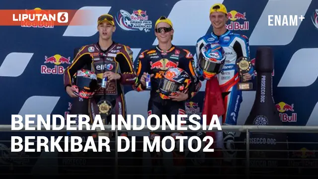 Bangga! Pembalap Moto2 Kibarkan Bendera Indonesia di Podium