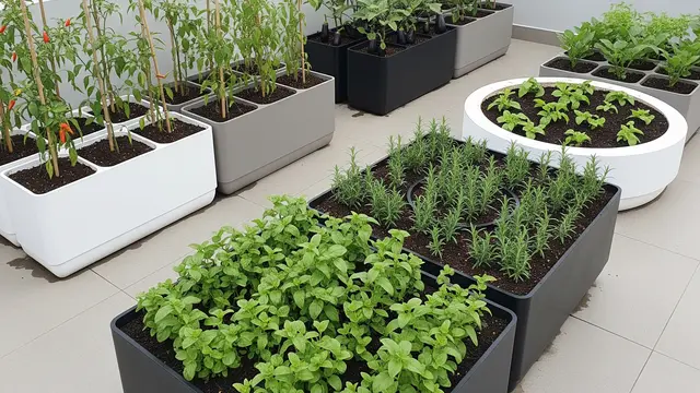 Kebun Sayur Rooftop dengan Pot Seragam