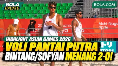 Bintang Akbar/Sofyan Rachman Efendi berhasil mengalahkan pasangan China, Song Jinyang/Wang Yanwei, dengan skor 2-0 (21-19, 21-18) pada babak perempat final voli pantai putra Asian Games Aichi-Nagoya 2026. Kemenangan ini mengantarkan pasangan Indonesi...