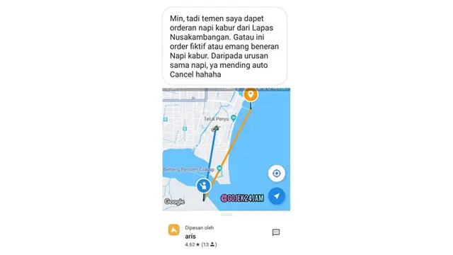 Ingin Kabur, Napi Ini Order Lewat Ojek Online dari Nusa Kambangan